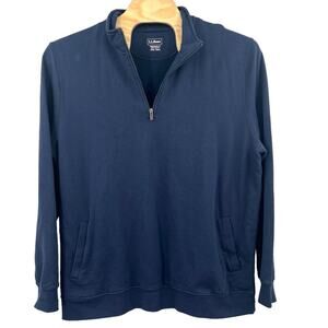 LL Bean Sweater Mens XXL Tall Blue 1/4 Zip Cotton Pullover Heavy Knit Preppy